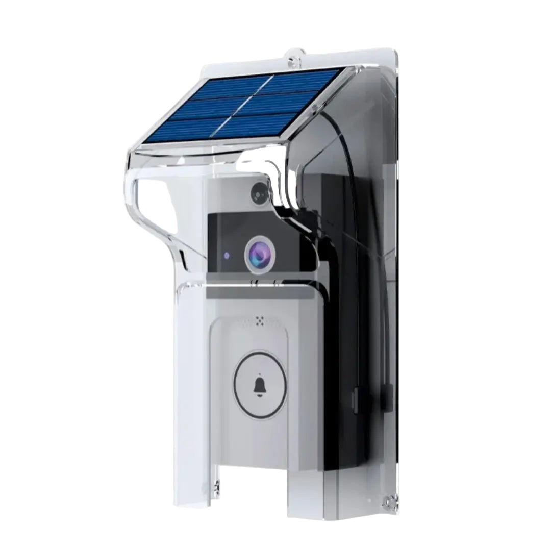 Sonnette Solaire Sans Fil Étanche - Idéale pour Maison & Magasin avec panneau solaire et caméra intégrée.