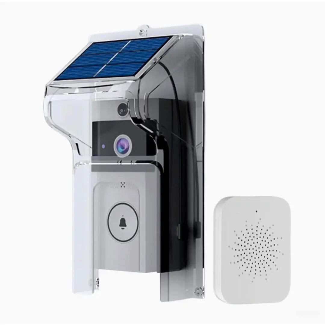 Sonnette Solaire Sans Fil Étanche - Idéale pour Maison & Magasin avec panneau solaire et interphone
